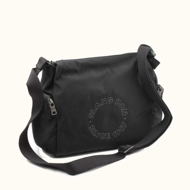 Sac zipp de petit format en toile microfibre de couleur noir
